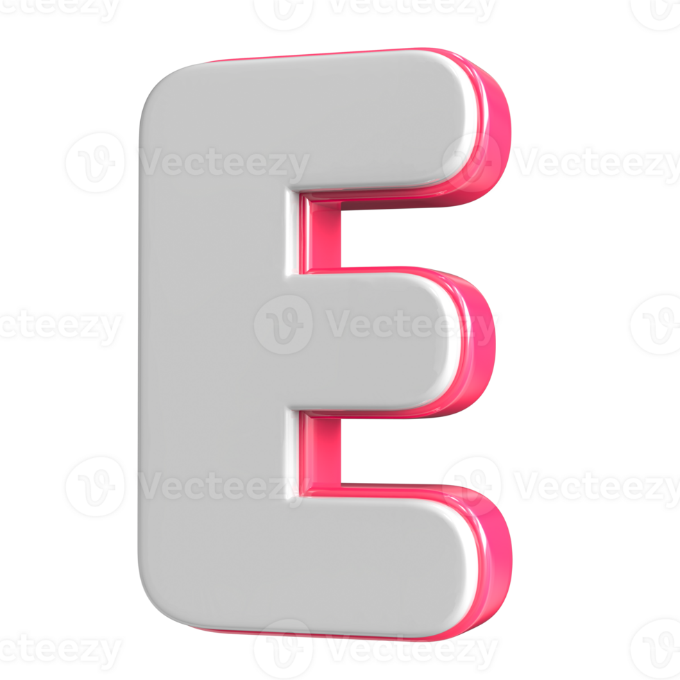 Letter E White With Pink 3D Render png