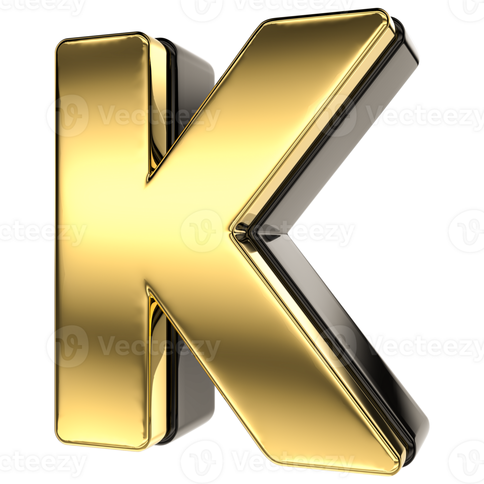 Letter K Gold With Black 3D Render 24345549 PNG
