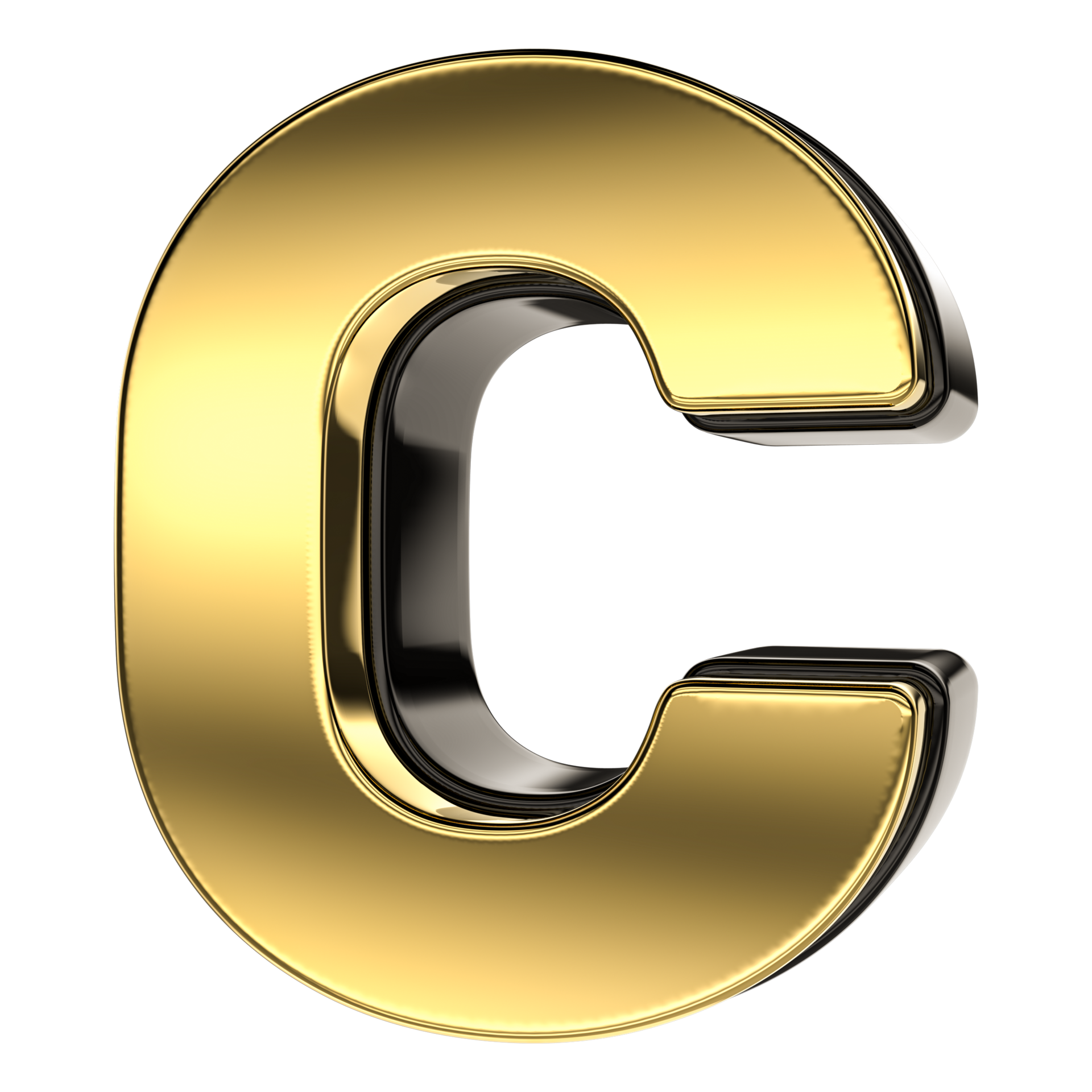 Letra C Oro Con Negro 3d Hacer 24345551 PNG