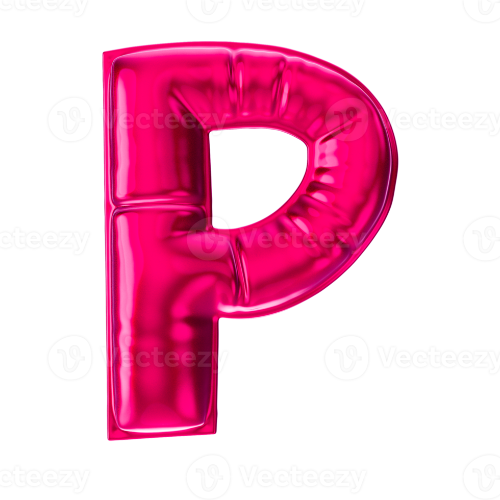 P Red Balloon Font 3D Render png