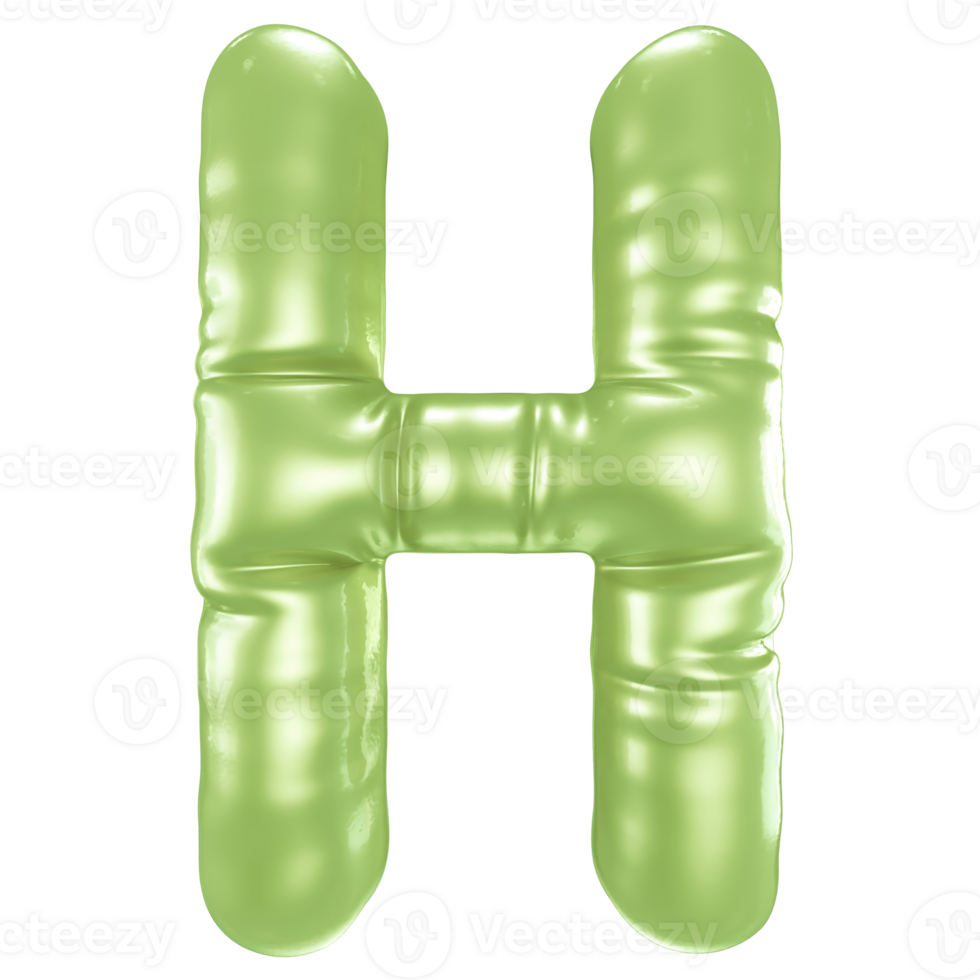 H Font 3D Render png