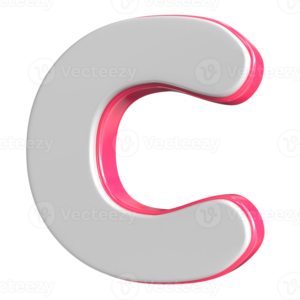 Letter C White With Pink 3D Render png