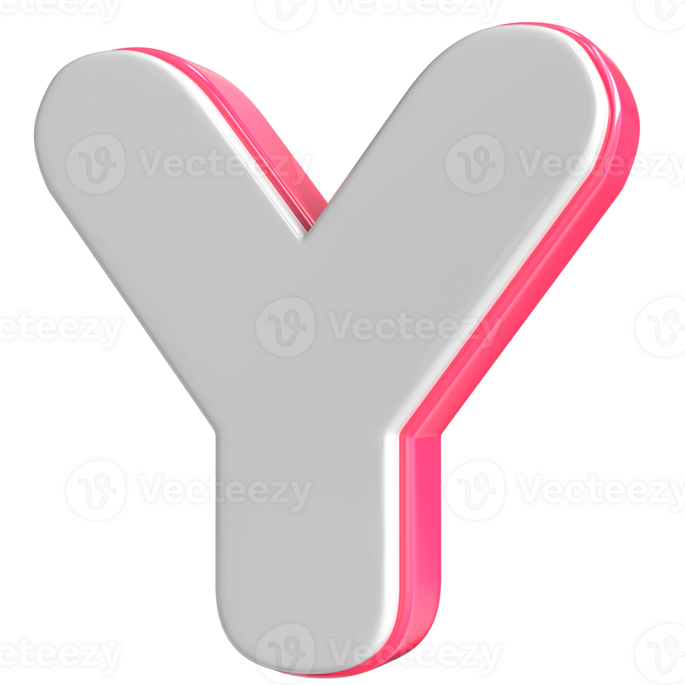 Letter Y White With Pink 3D Render png