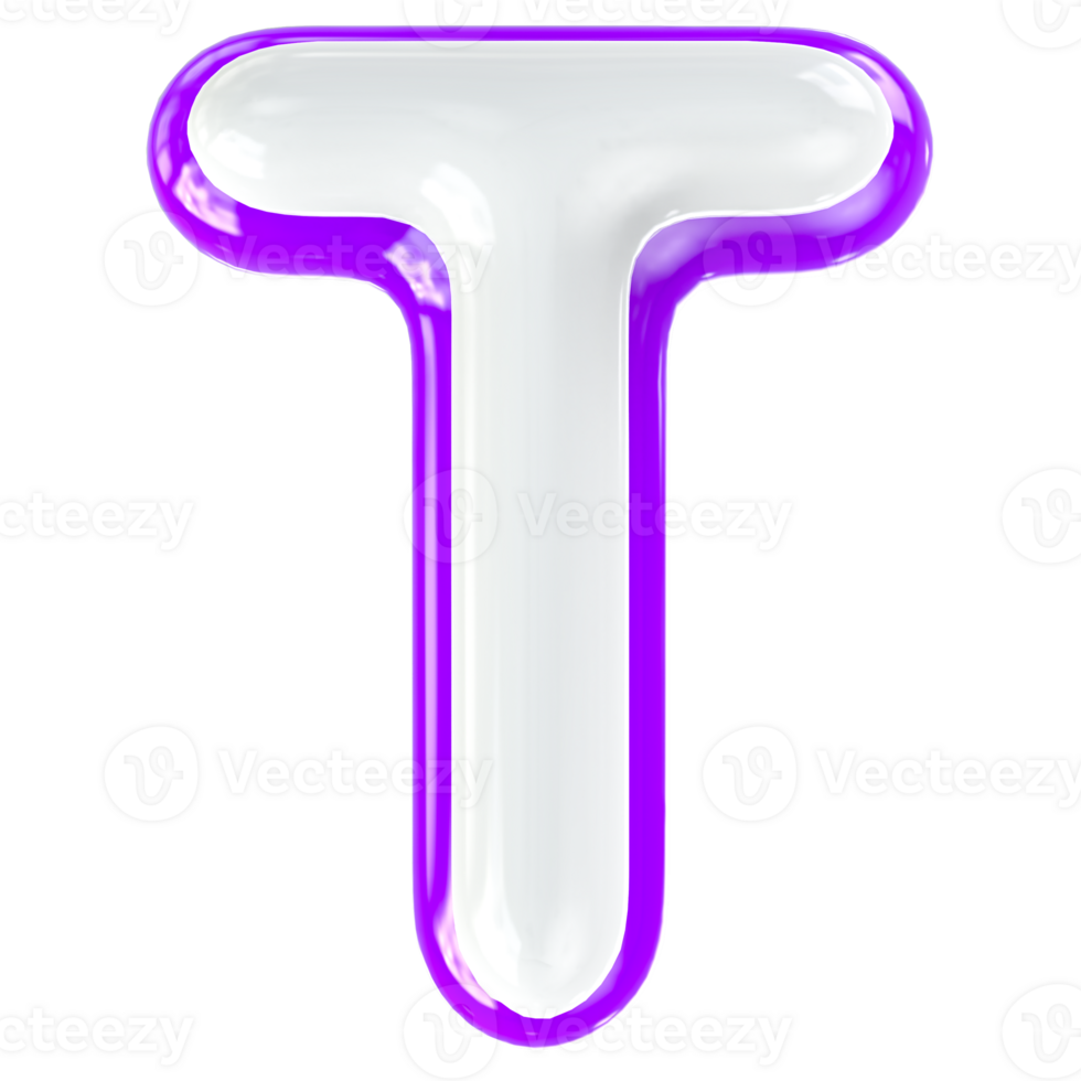 T Letter 3D Render png