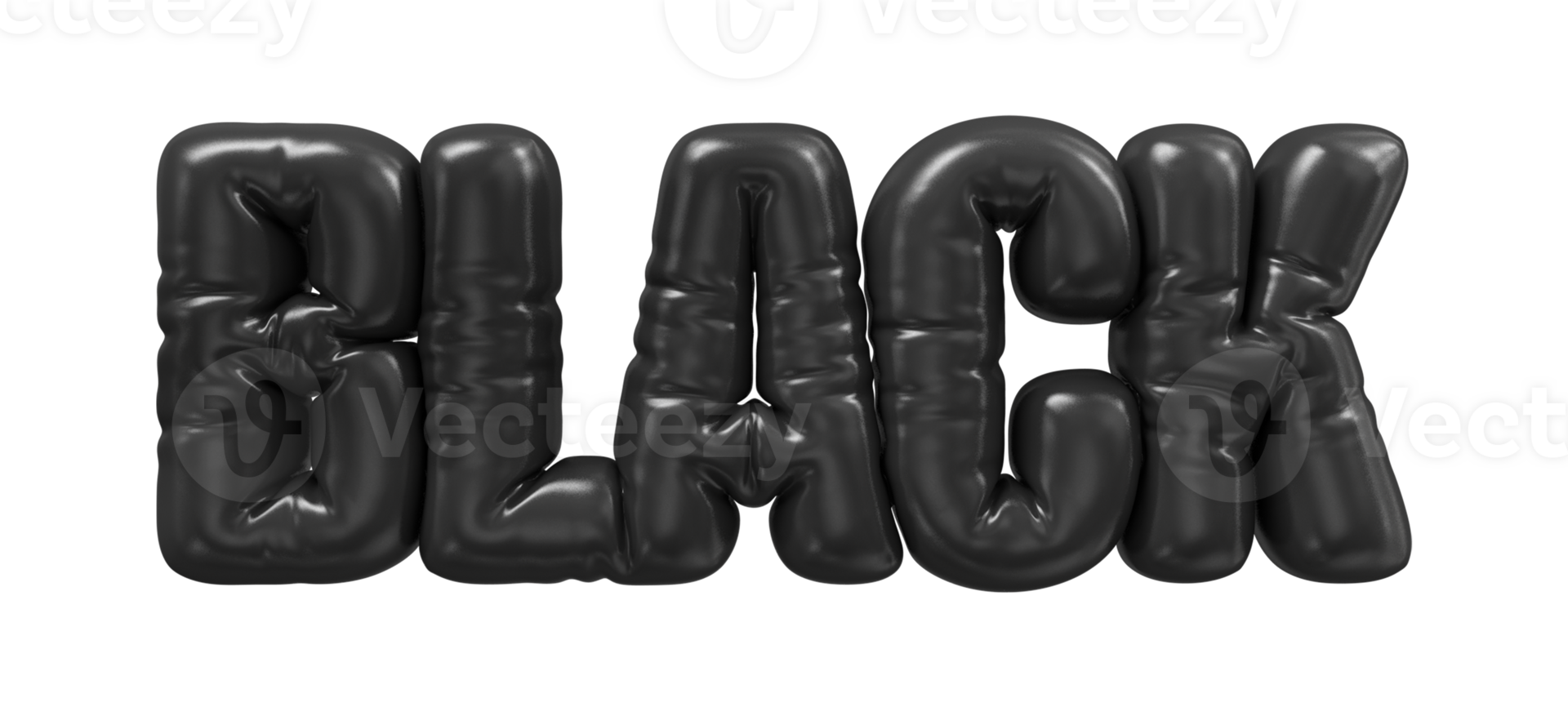 black text 3d render png