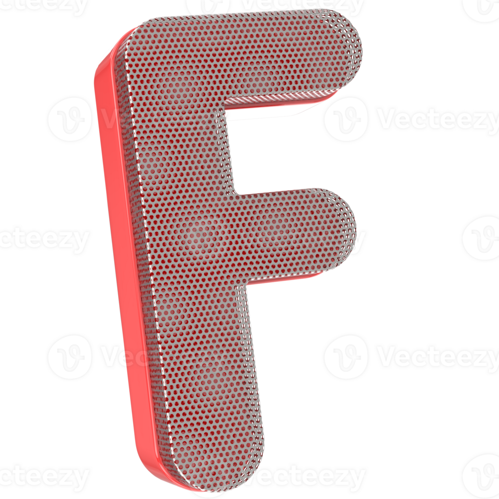 F Font 3D Render png