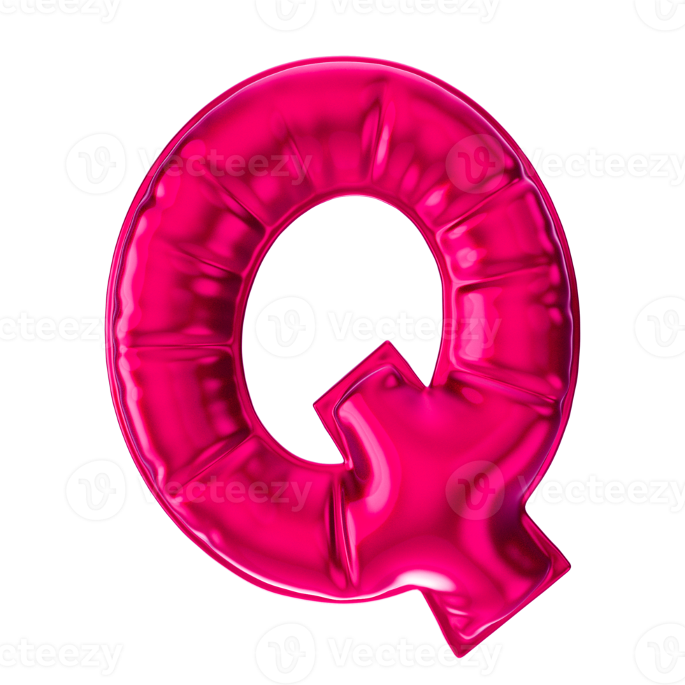 Q Red Balloon Font 3D Render png
