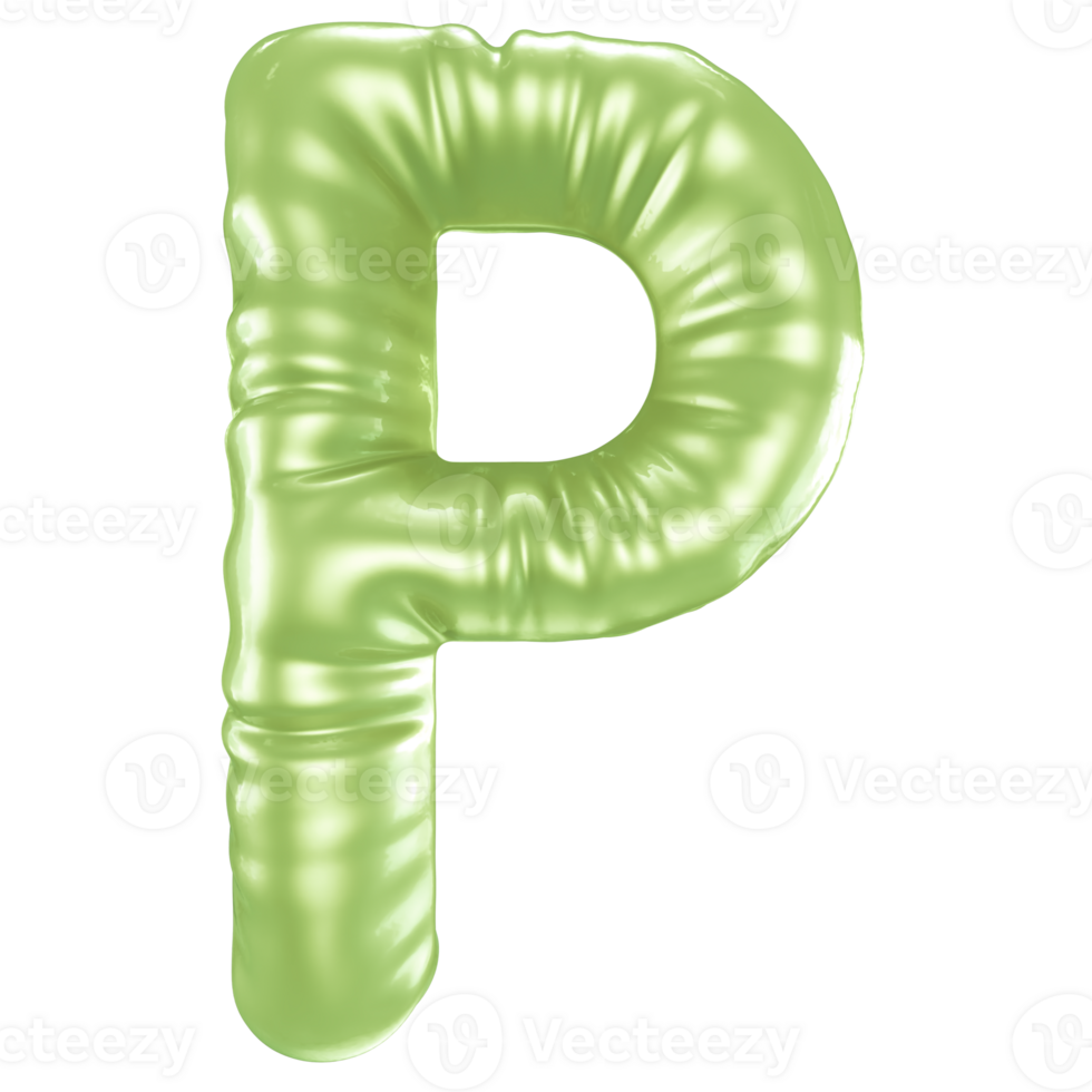 P Font 3D Render png
