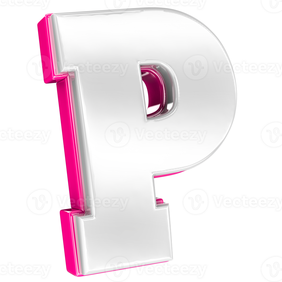 Font P Pink 3D Render png