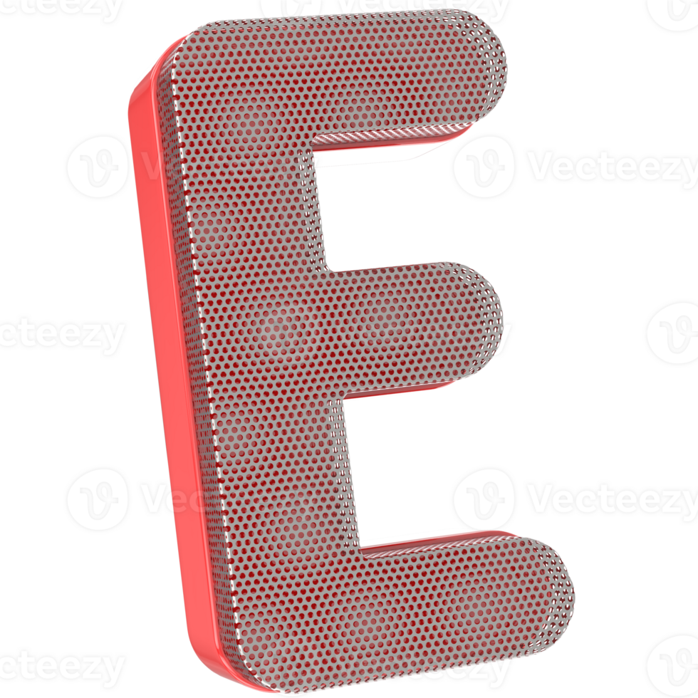 E Font 3D Render png