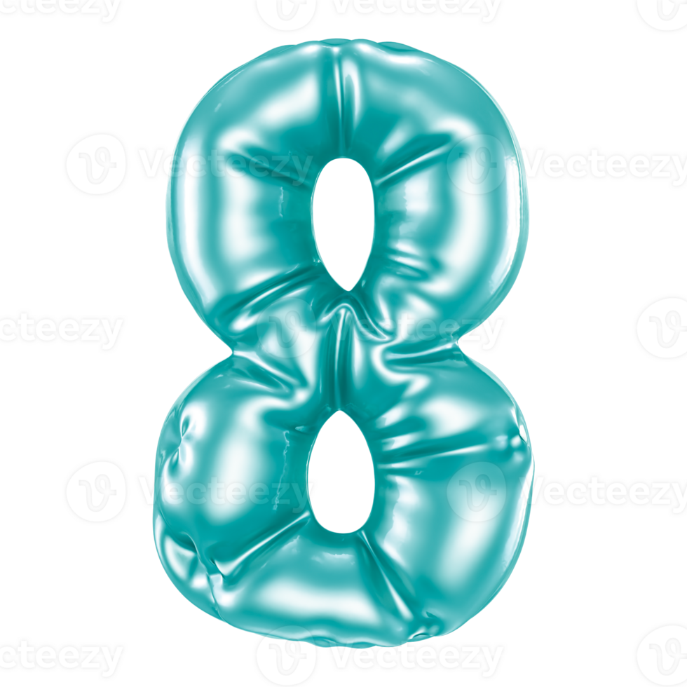 8 Number 3D Render png