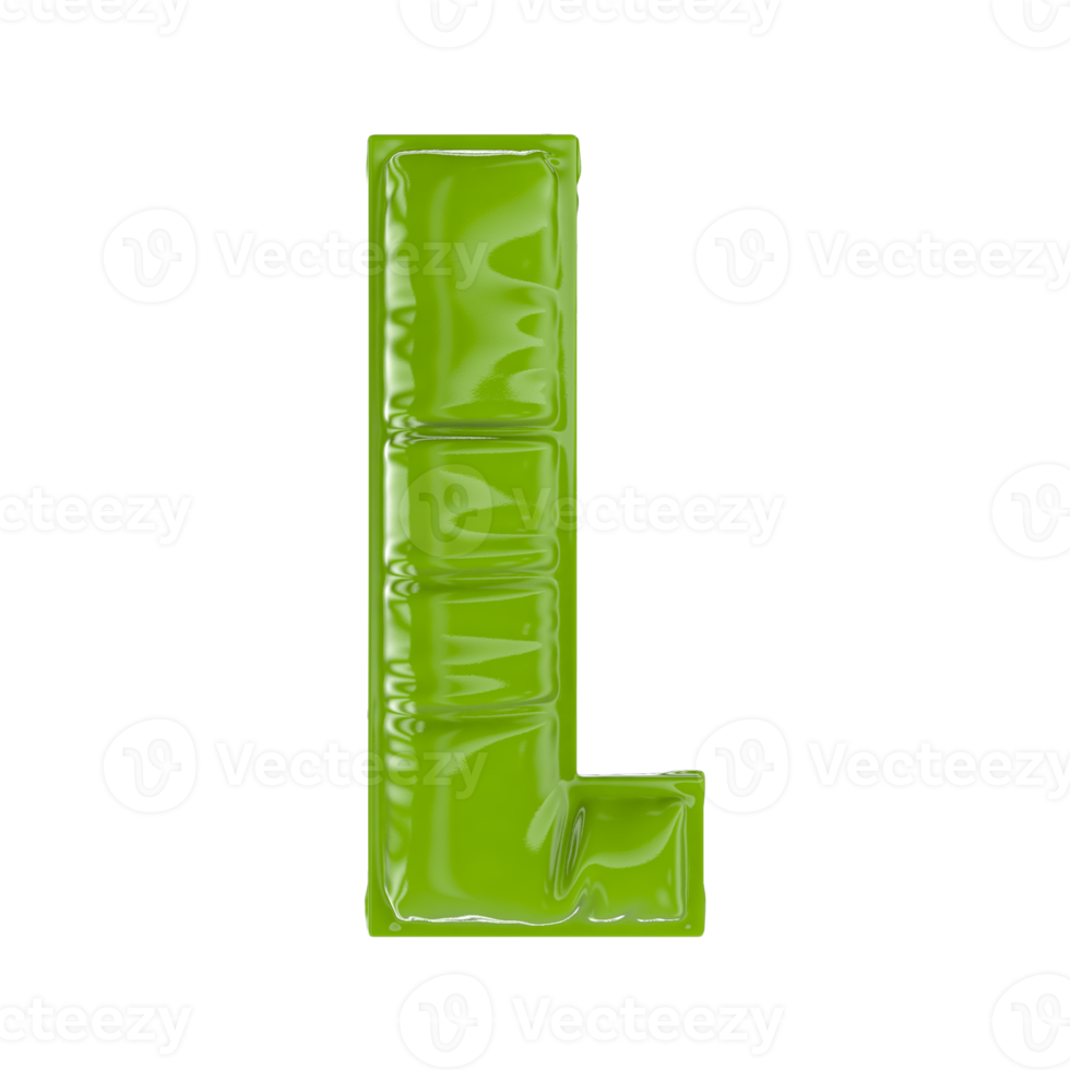 L Green Balloon Font 3d render png
