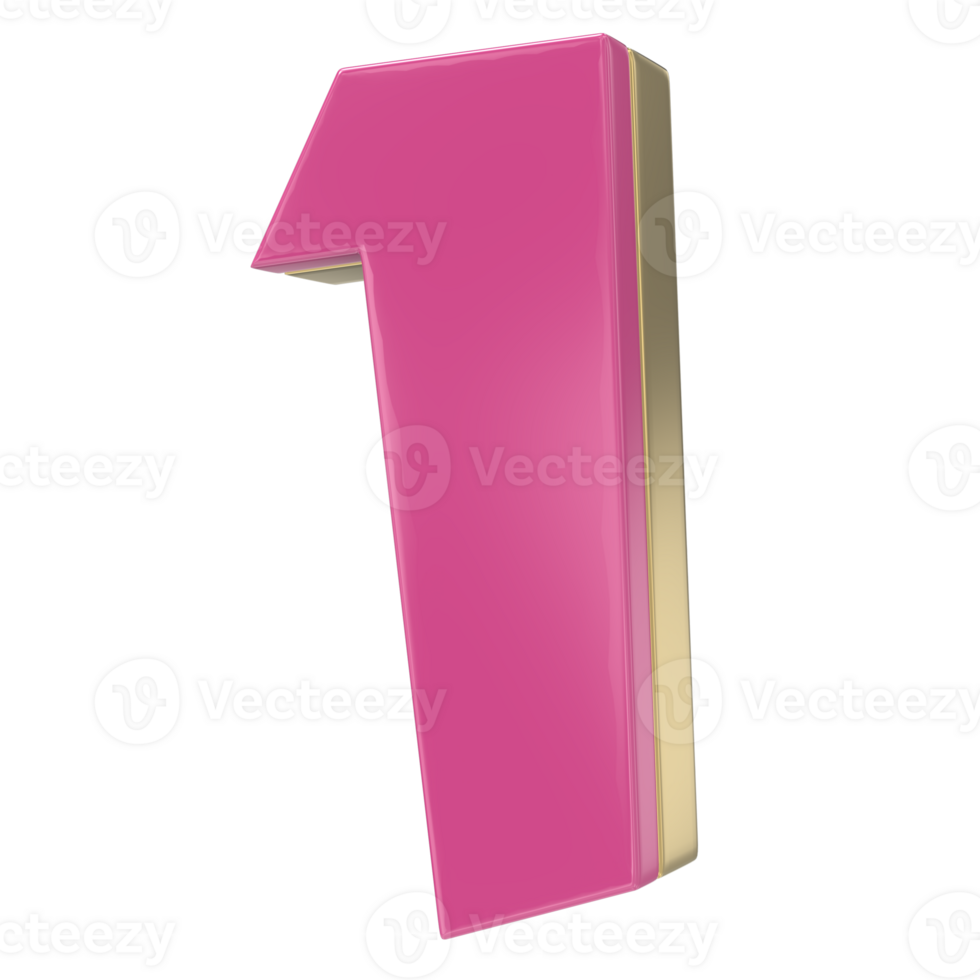 1 Pink With Gold 3D Render png