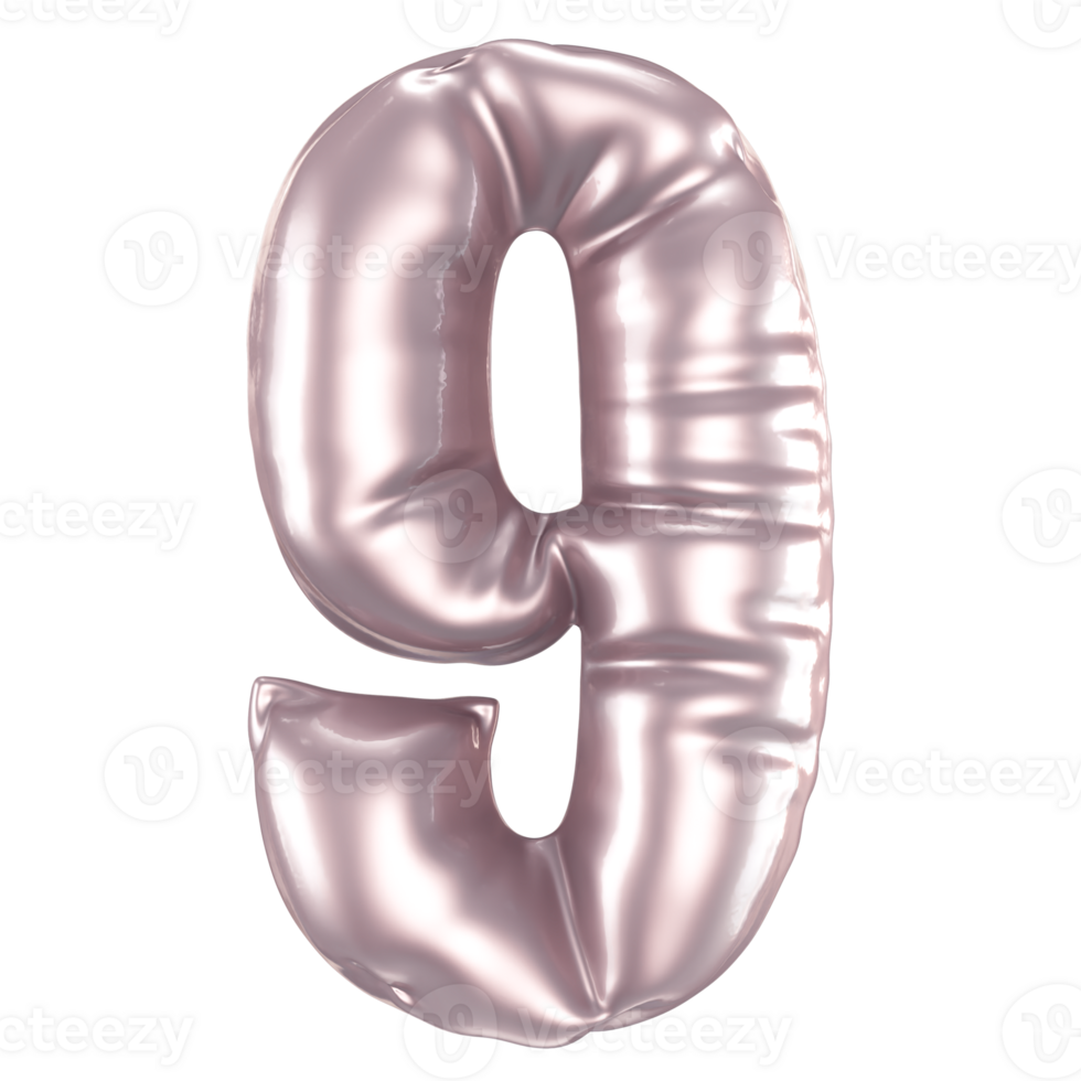 9 Number 3D Render png