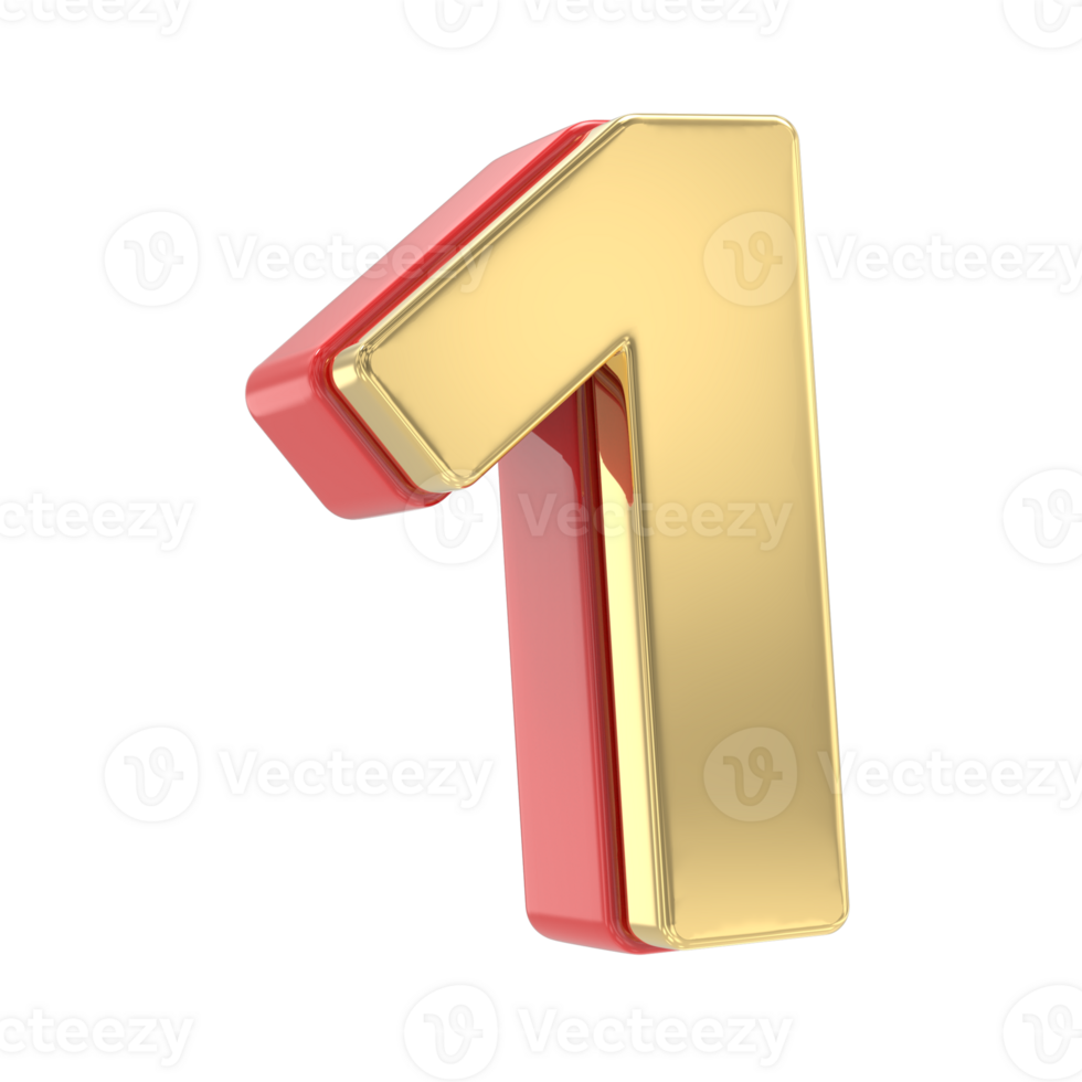 Gold With Red 3D Render png