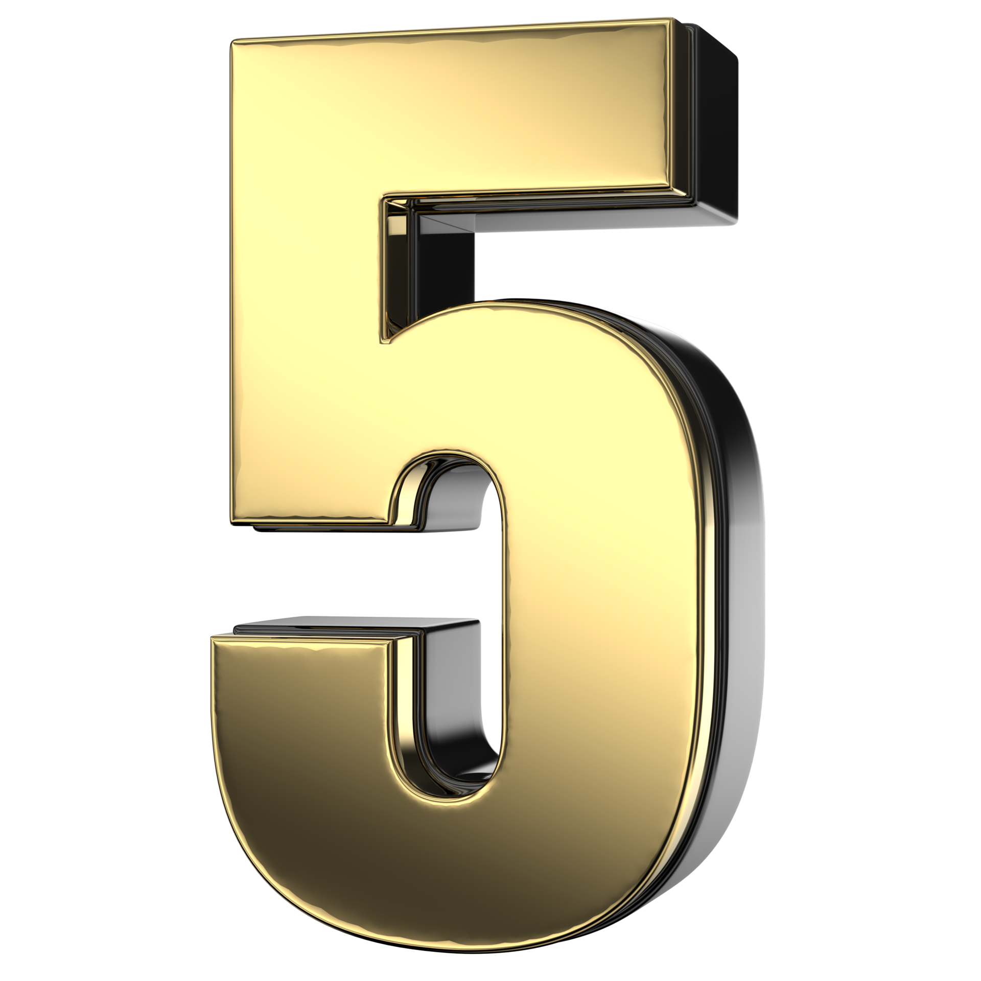 black-and-gold-of-number-5-3d-render-24346034-png
