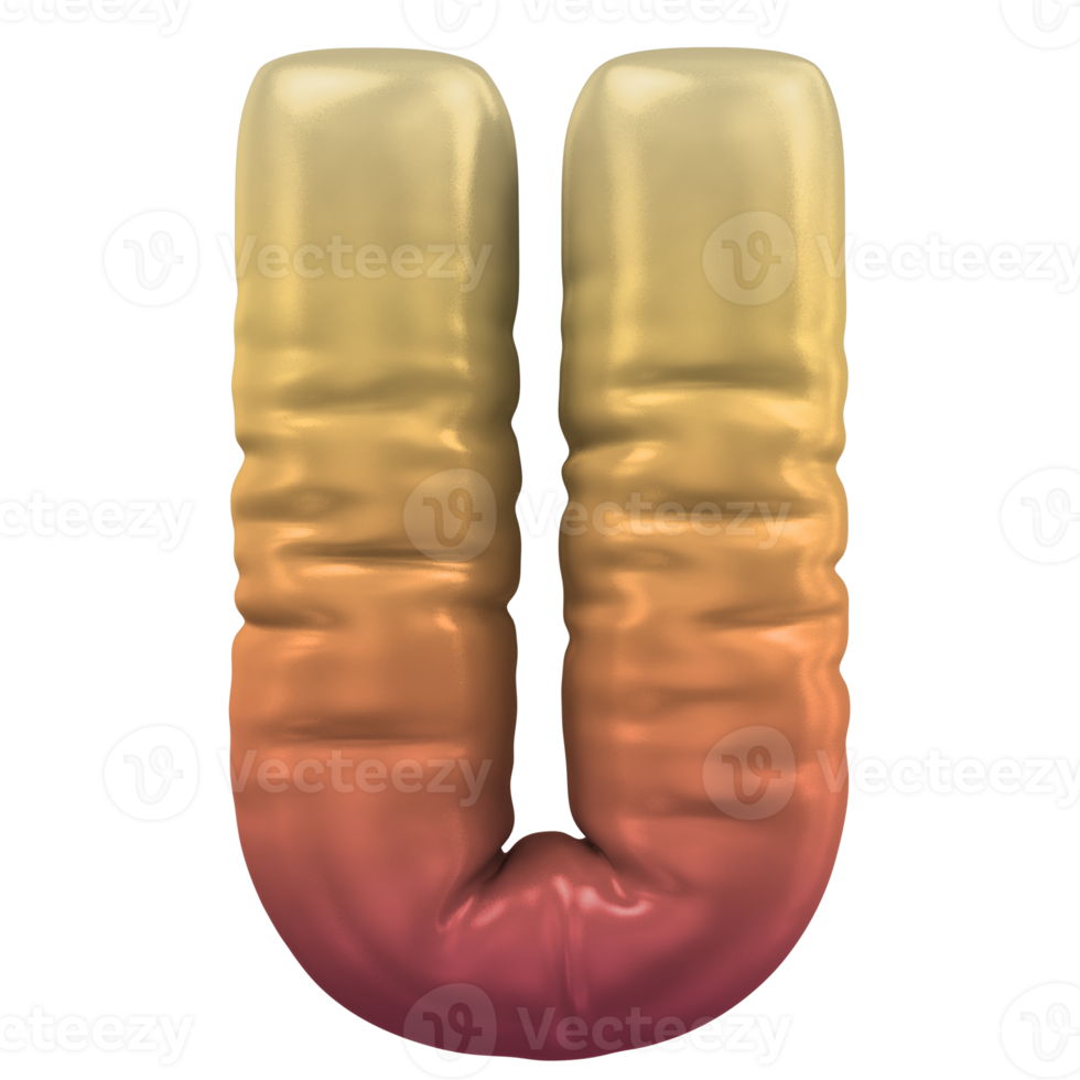U  Font 3d render 3d render png