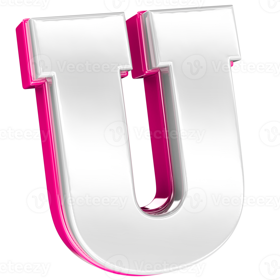 Font U Pink 3D Render png
