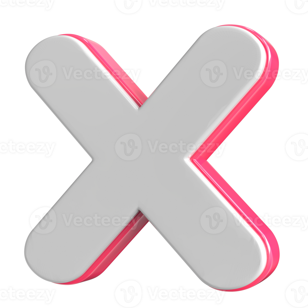 brief X wit met roze 3d geven png