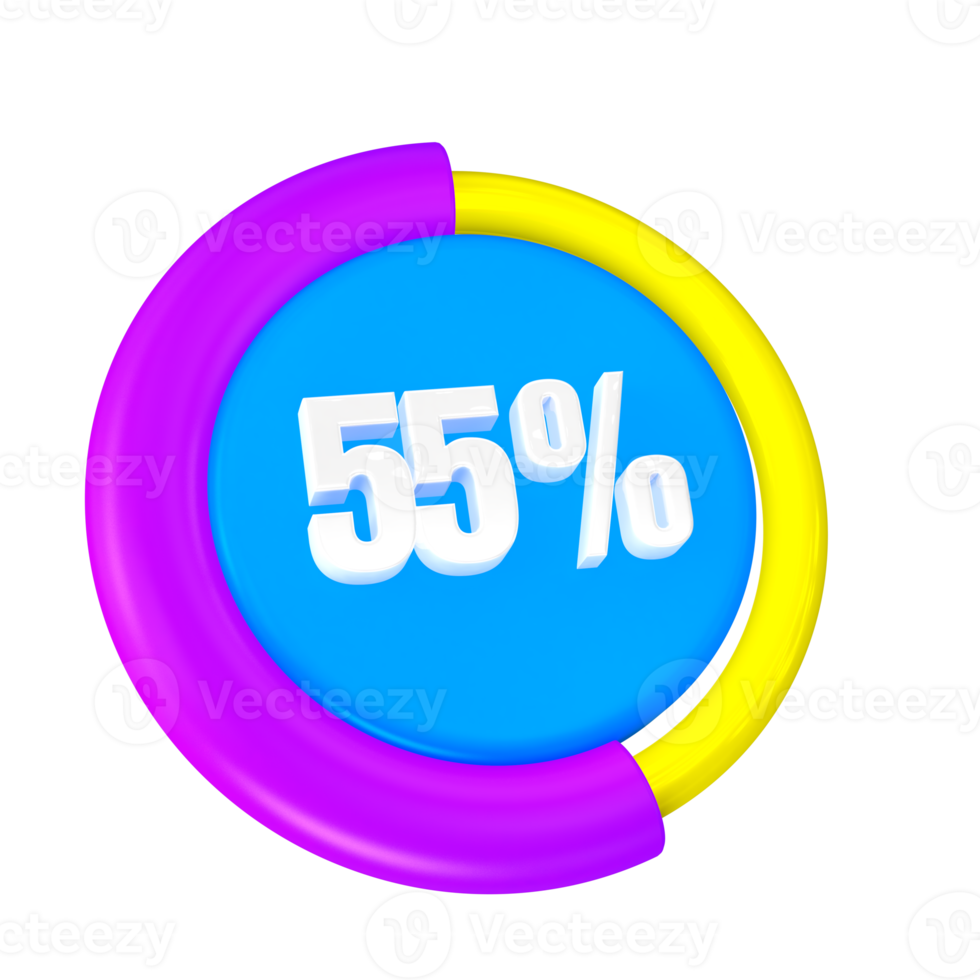 55 Percentage Progress 3D Icon png