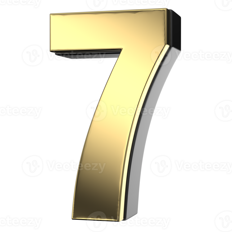 Black And Gold Of Number 7 3D Render png