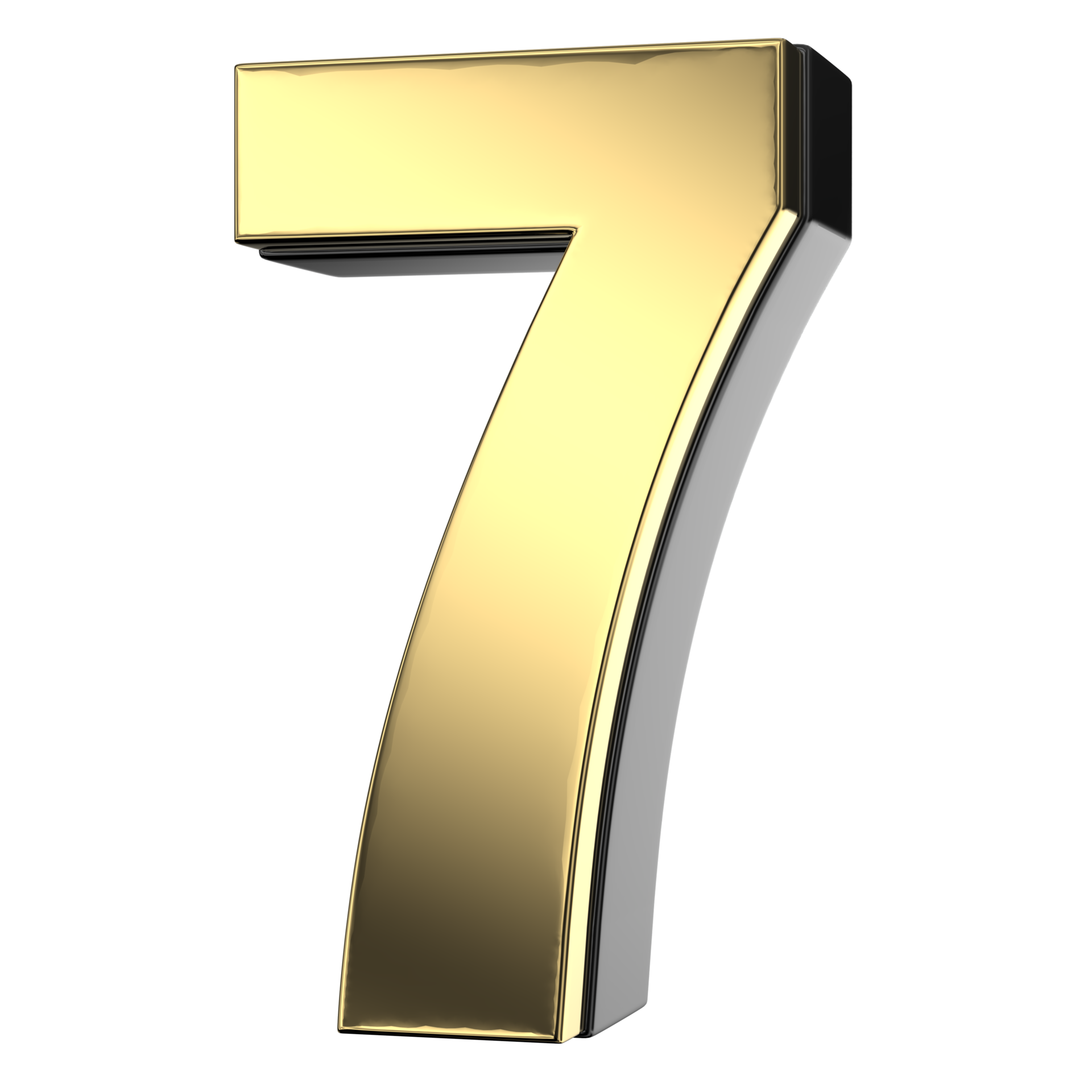 Black And Gold Of Number 7 3D Render 24346201 PNG