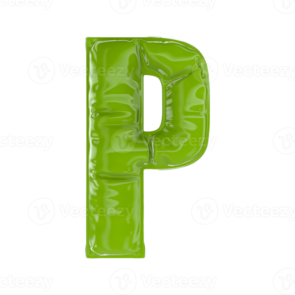 P Green Balloon Font 3d render png