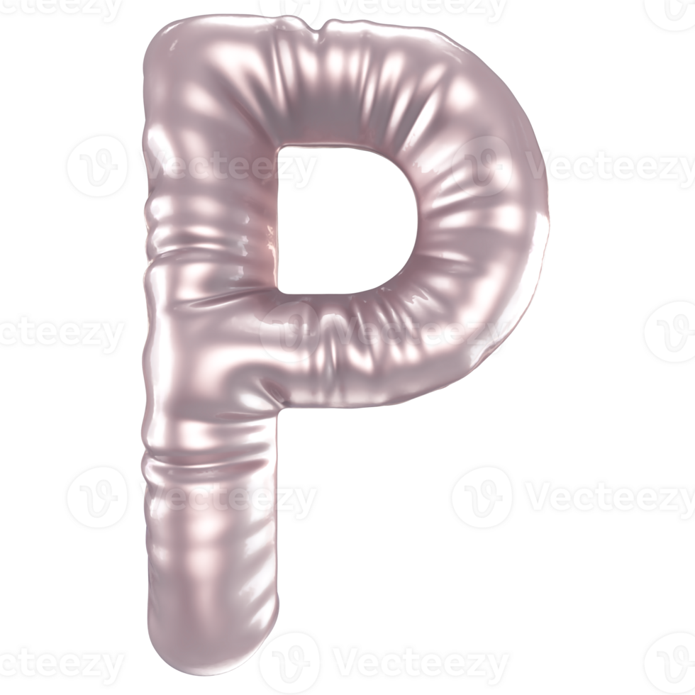 P Font 3D Render png