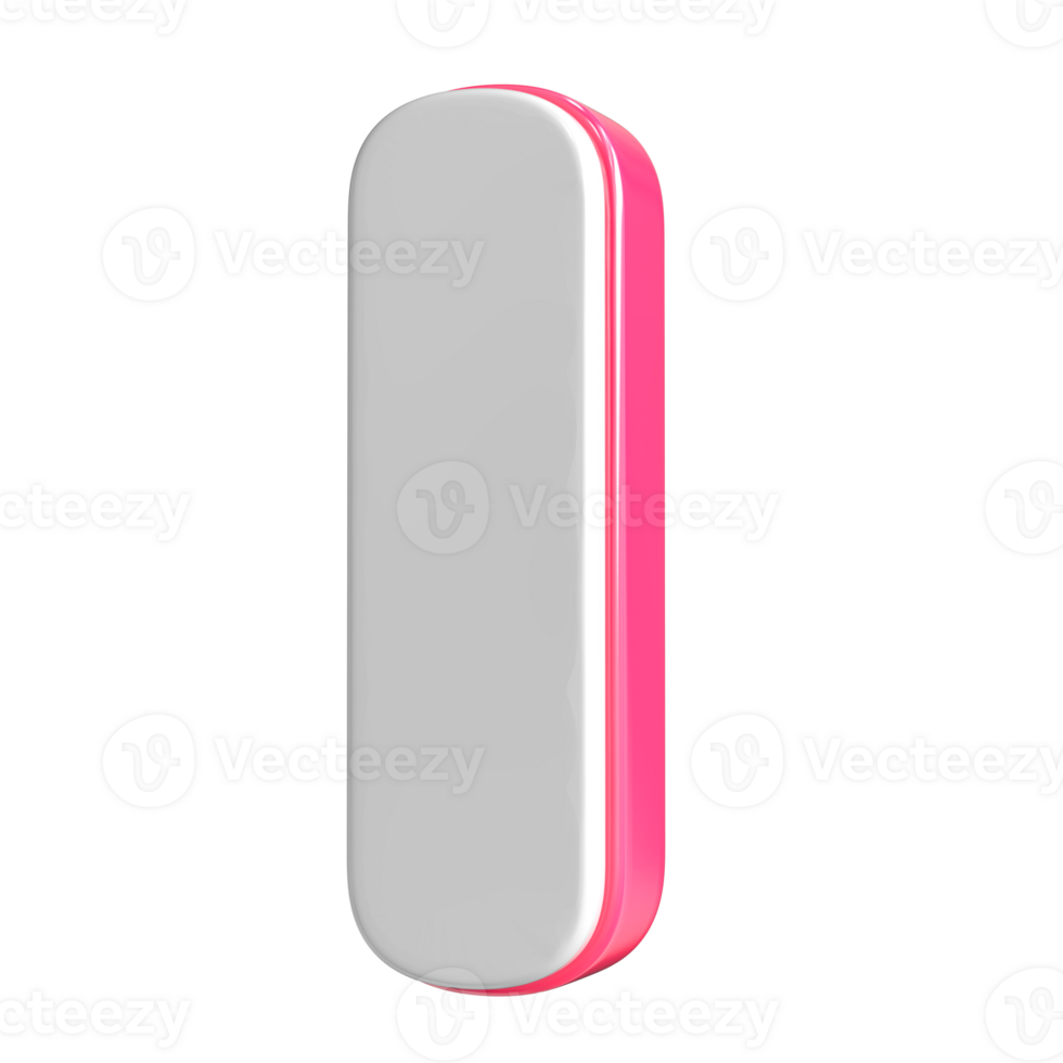 Letter I White With Pink 3D Render png