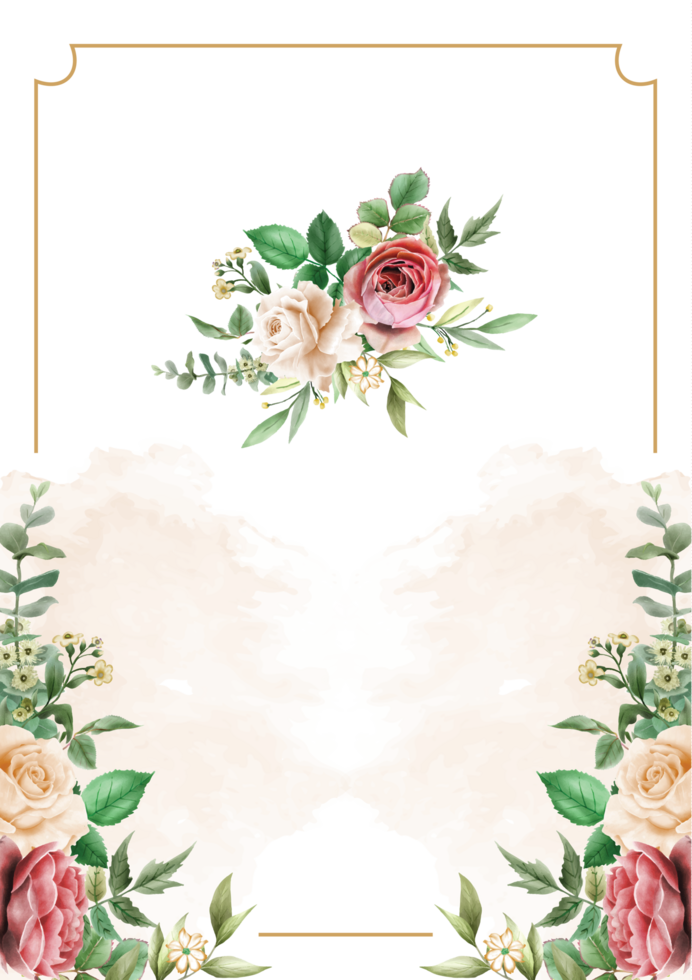 beautiful rose flowers wedding invitation card png