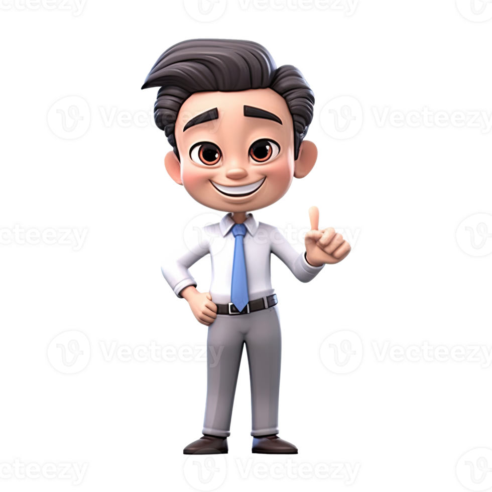 3D Cartoon businessman on transparent background. png