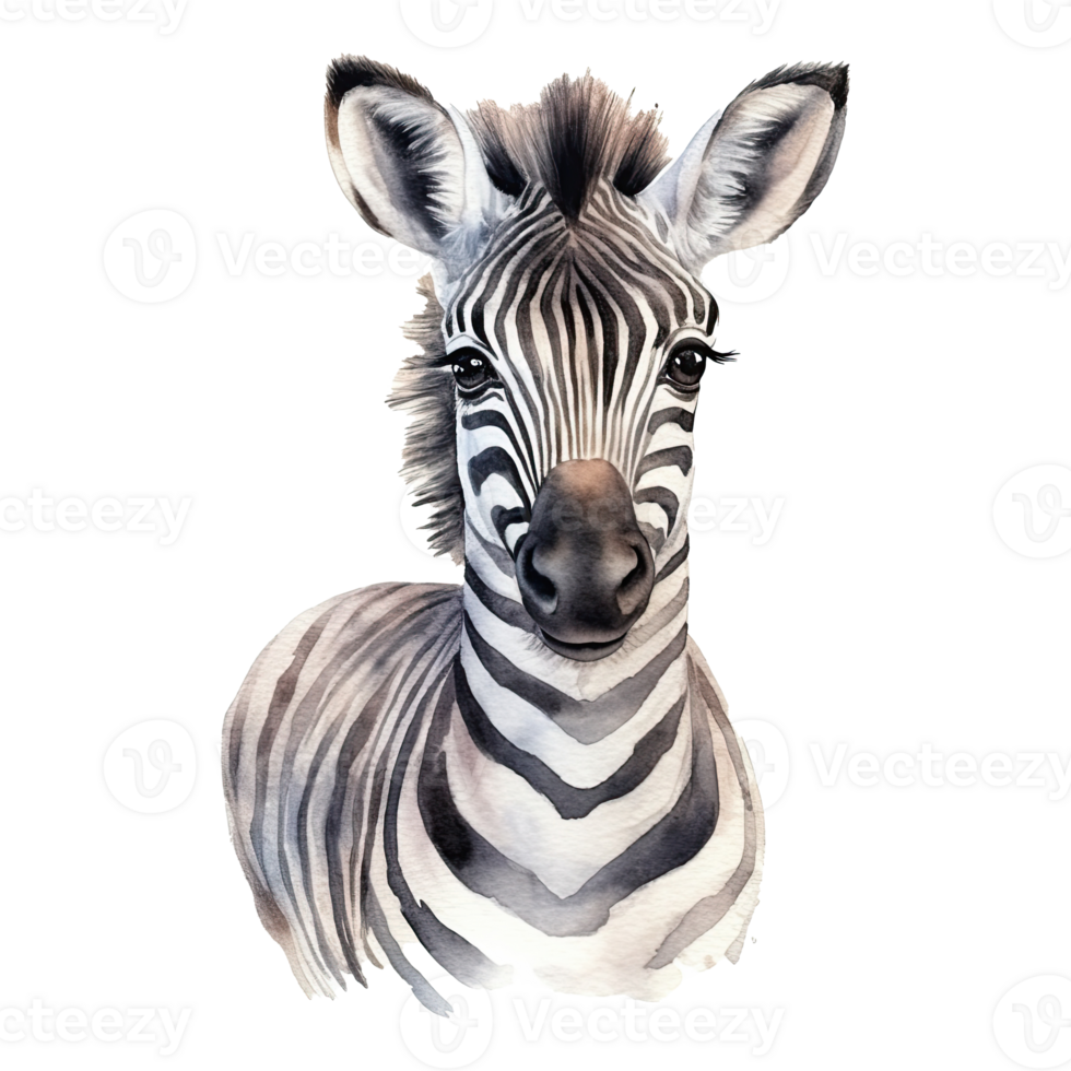 Aquarell wenig Zebra isoliert auf transparent Hintergrund. generativ ai png
