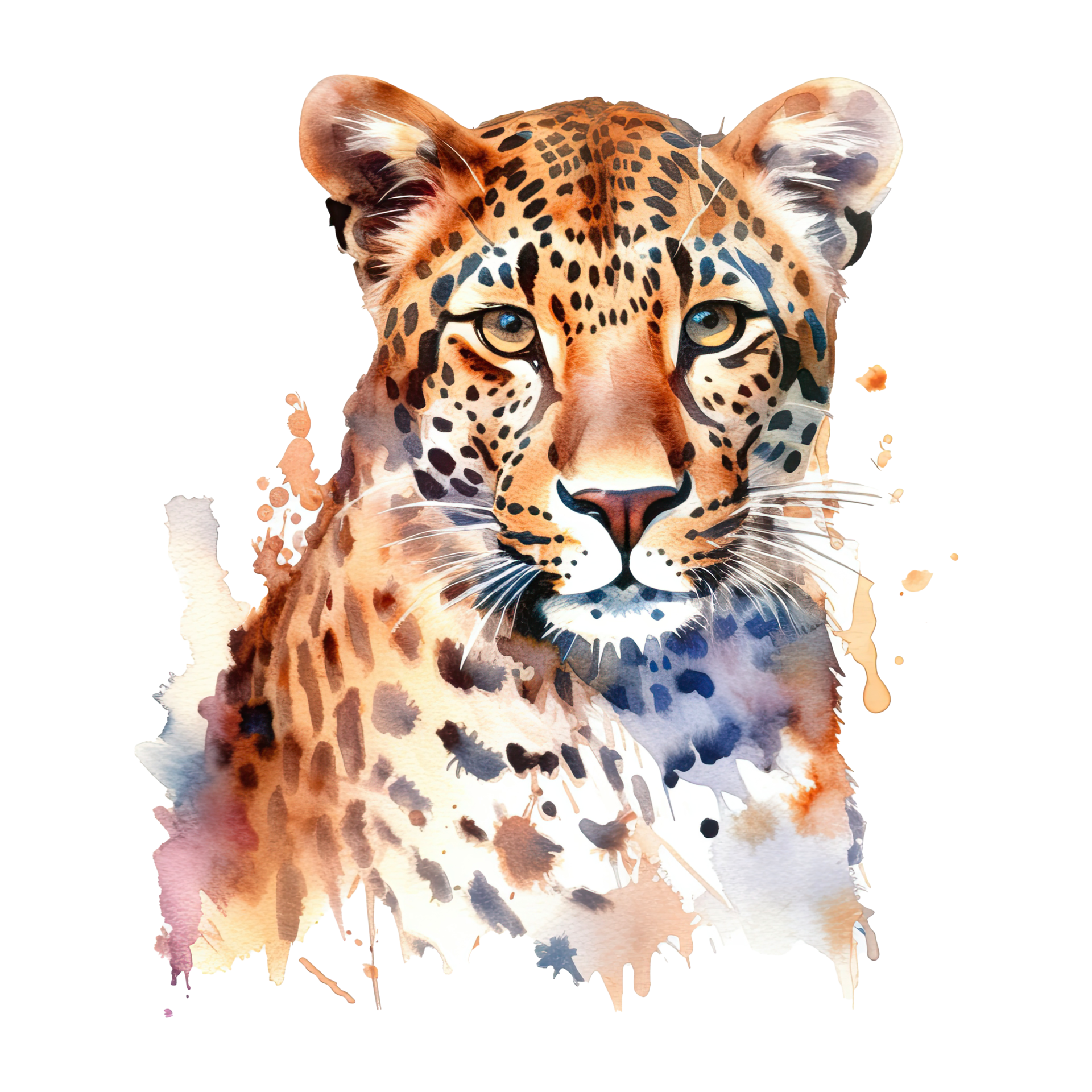 Watercolor leopard isolated on transparent background. Generative AI  24346385 PNG