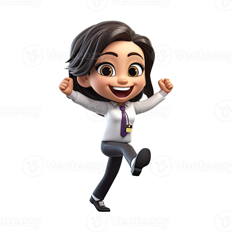 3D Cartoon businesswoman on transparent background. png