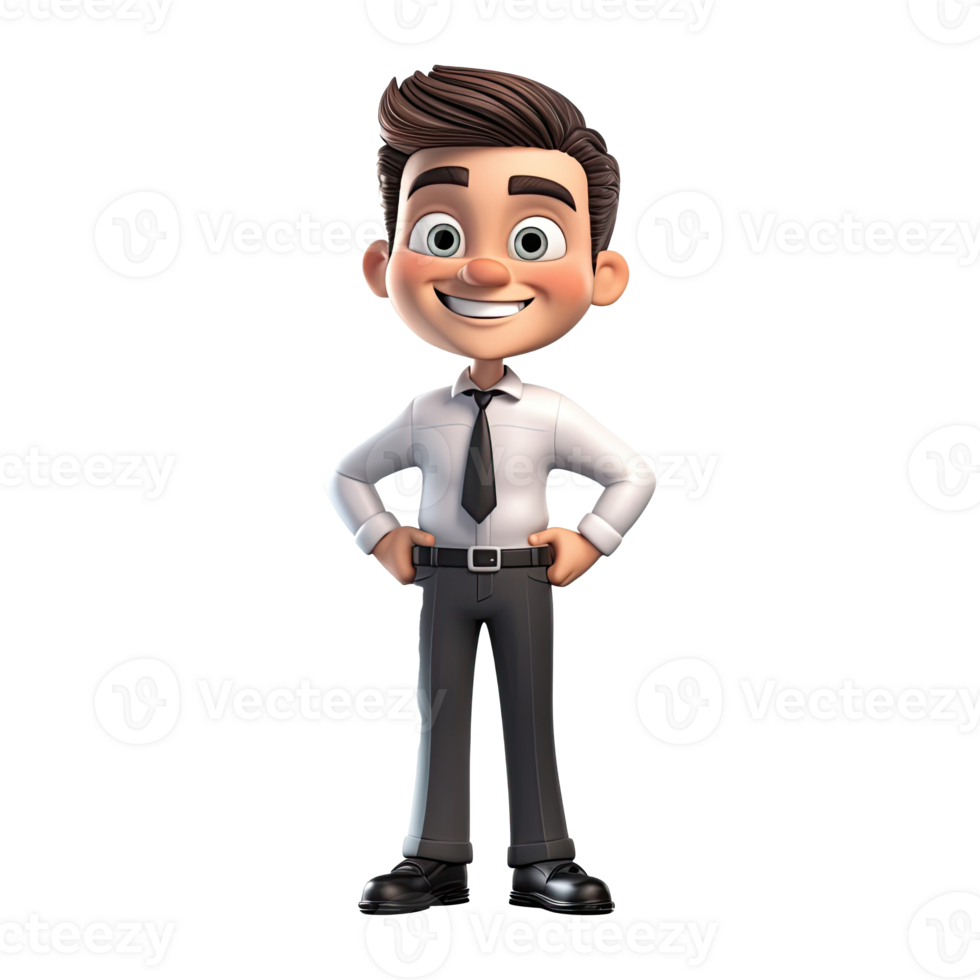 3D Cartoon businessman on transparent background. png