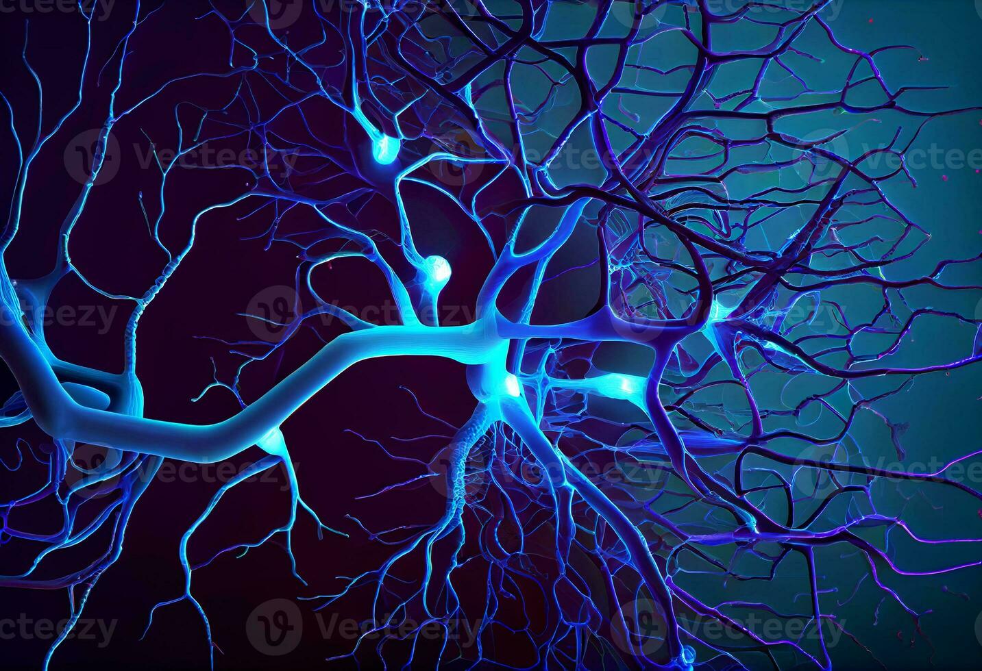 Glowing neurons  background, ai generation photo