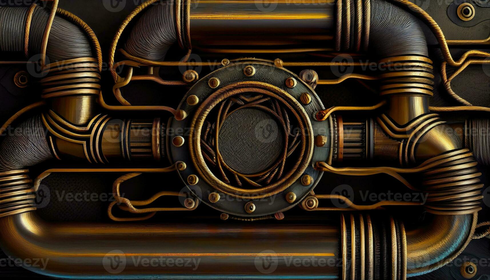 steampunk pipes background, ai generation photo