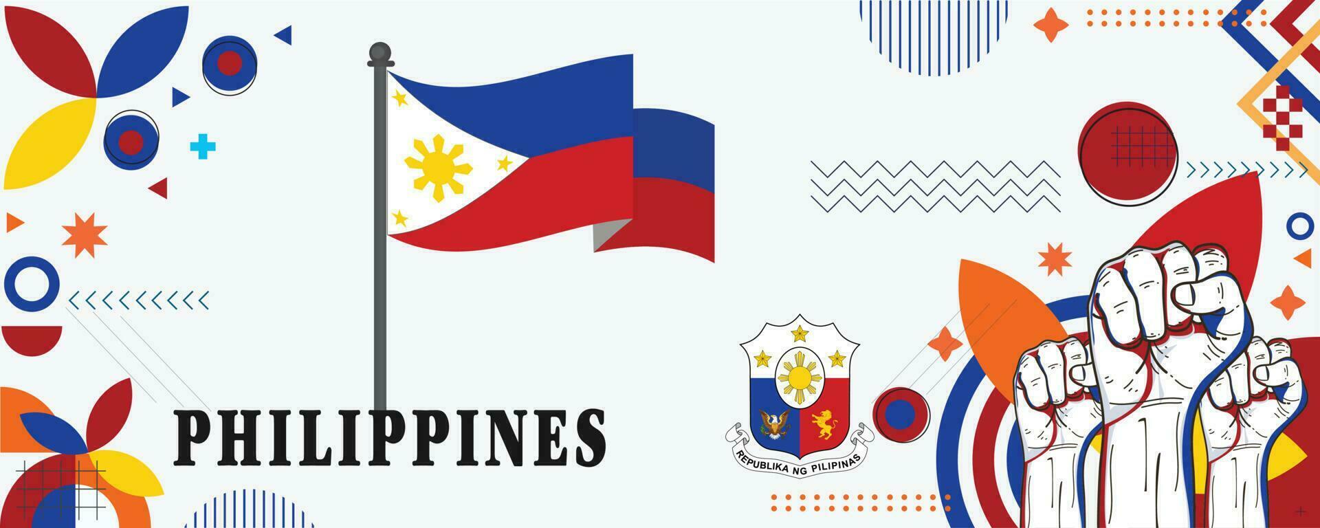 Filipinas nacional día bandera diseño vector eps