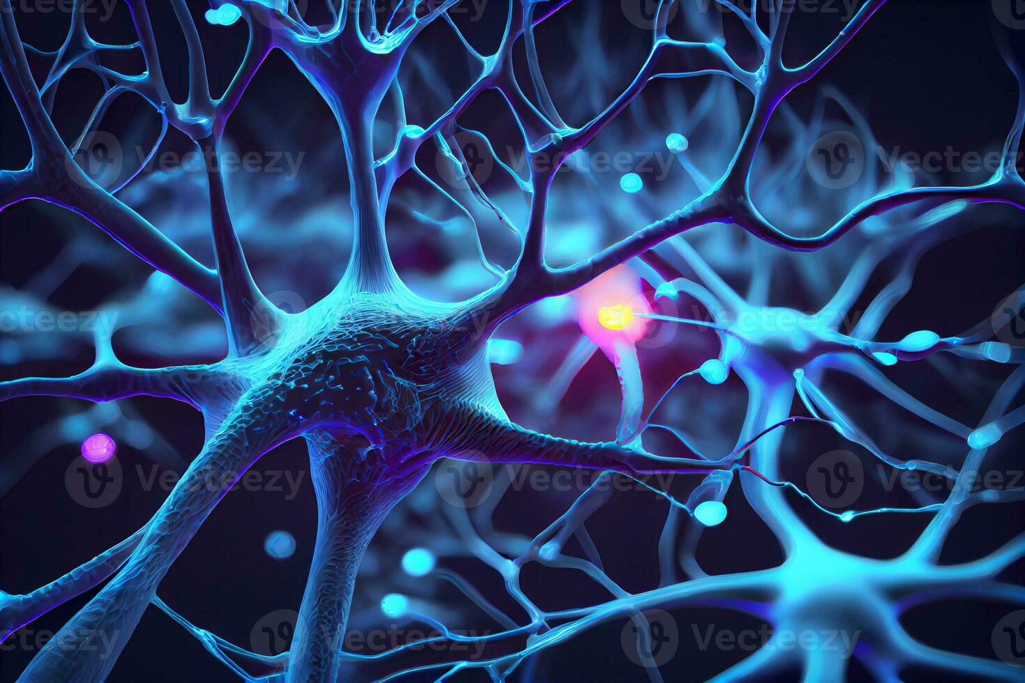 Glowing neurons  background, ai generation photo