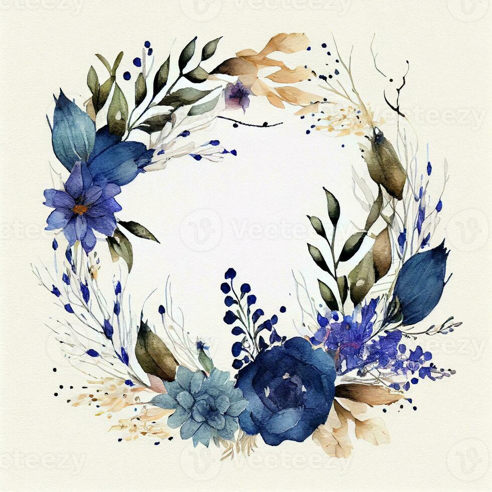 Watercolor flowers background, card, ai generation photo