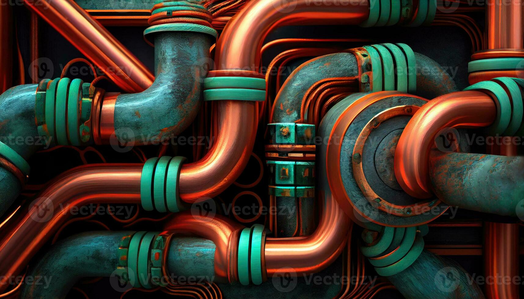 steampunk pipes background, ai generation photo