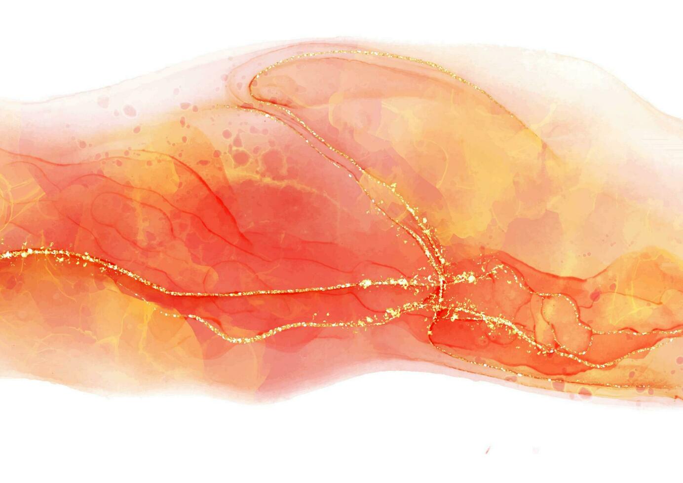 hand painted alcohol ink background with gold glitter vector