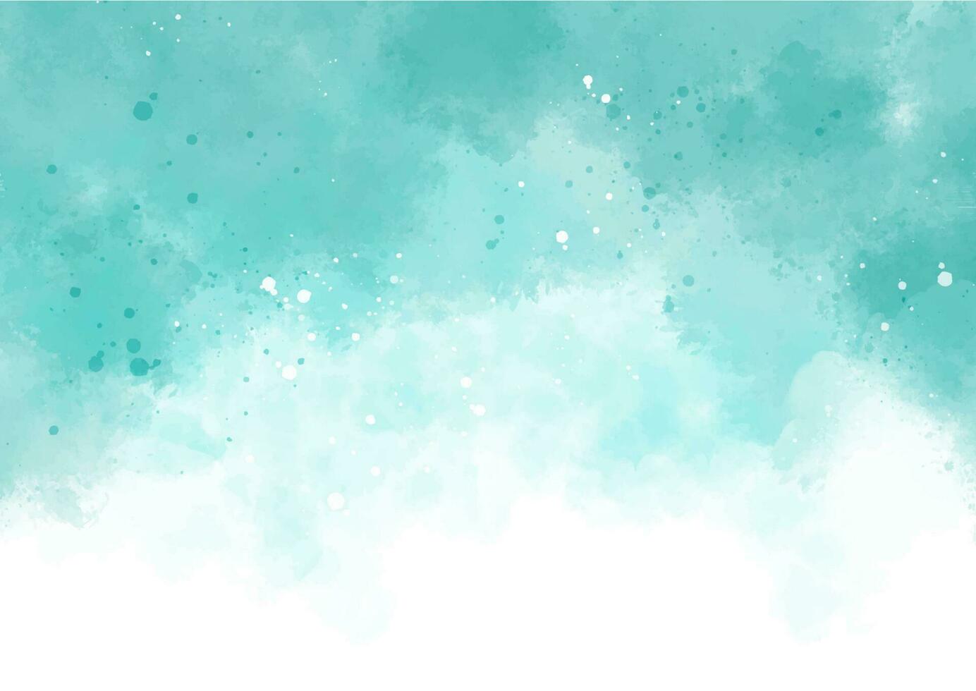 hand painted teal colour watercolour design vector