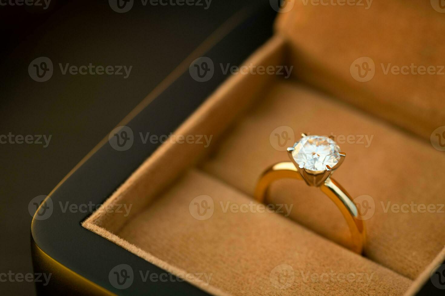 Diamond ring in jewelry box photo