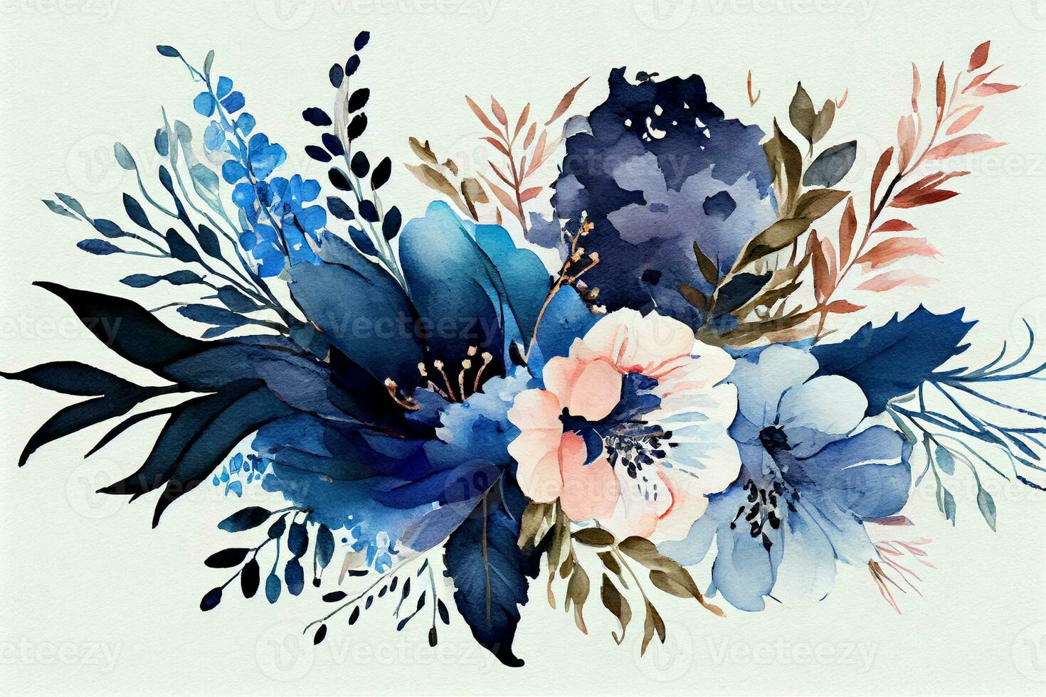 Watercolor flowers background, card, ai generation photo