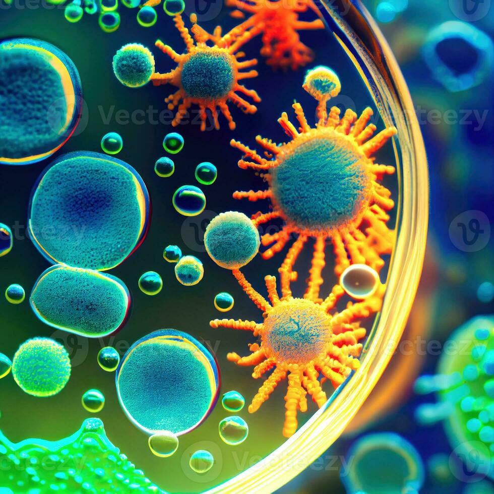 microorganism cells background, ai generation photo