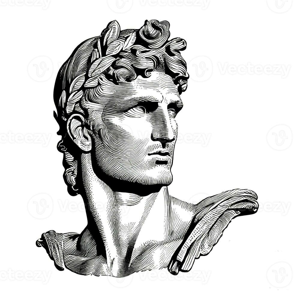 Sculpture of David by Michelangelo, wreath, ai generation photo