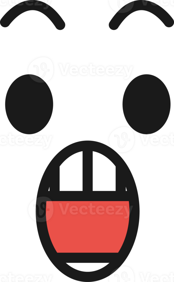 cartone animato scarabocchio di facciale espressione emoticon, stupito viso. png