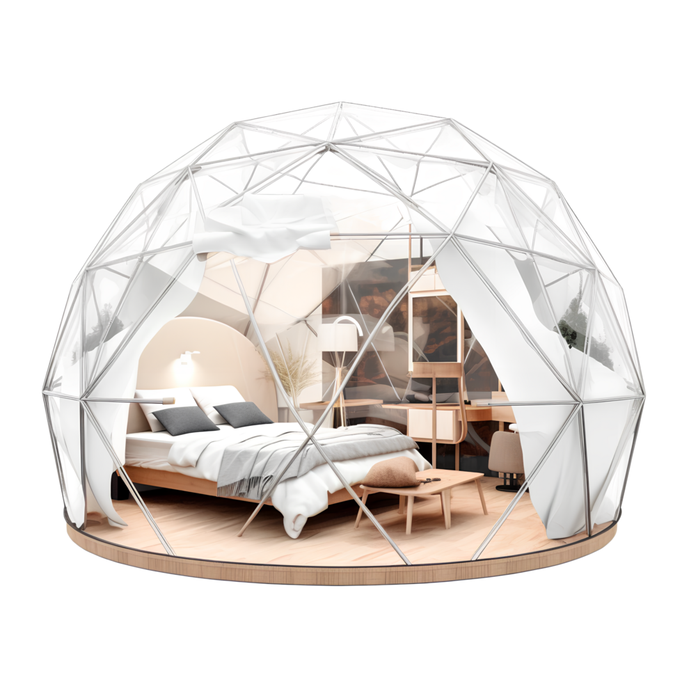 geodetisch koepel glamping met bed png