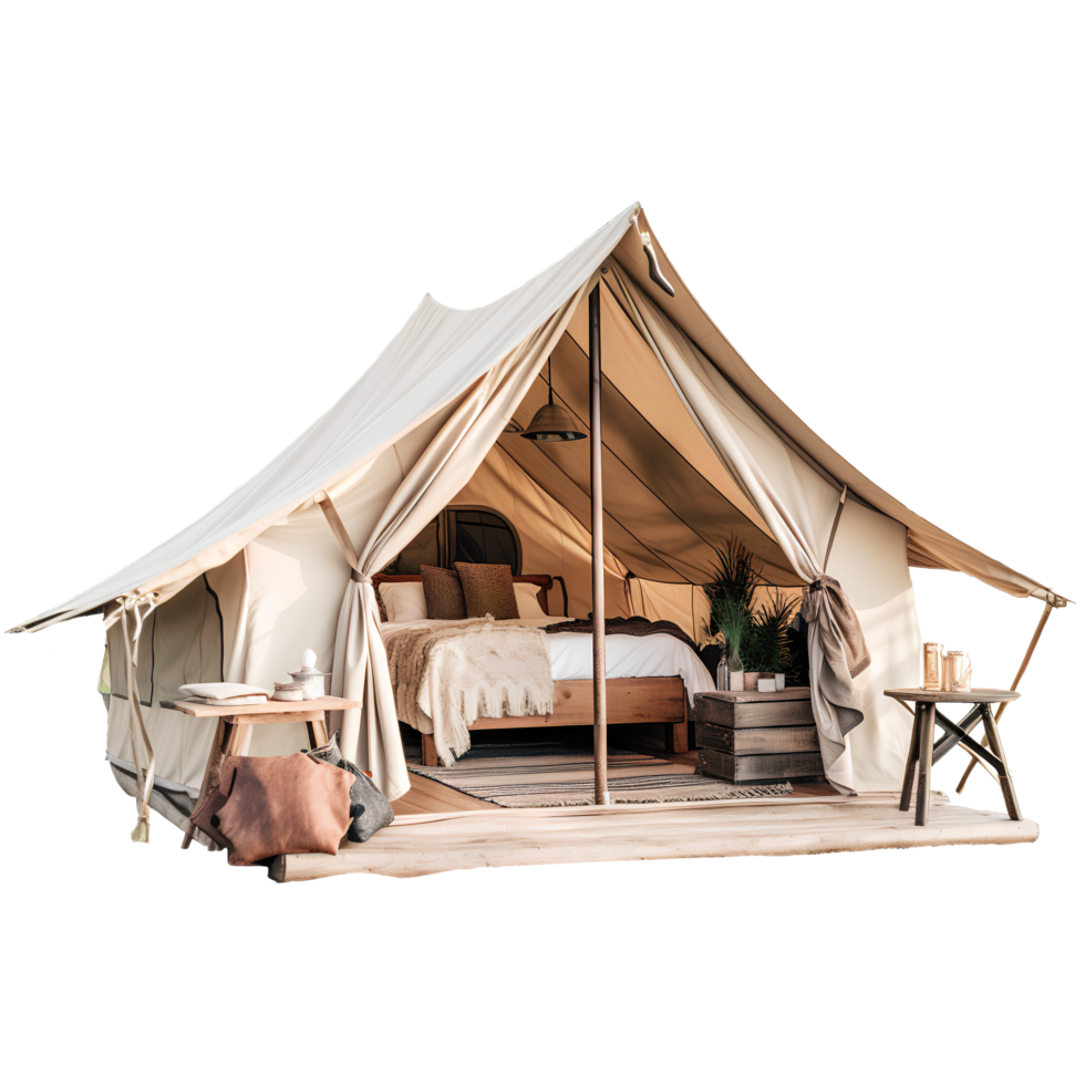 Tent glamping house exterior view png